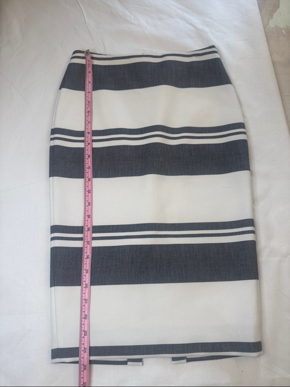 Elizabeth and James White and  grey Striped Pencil Skirt